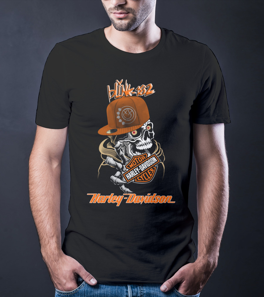 Blink 182 Harley Davidson Skull Motorcycles T-Shirt