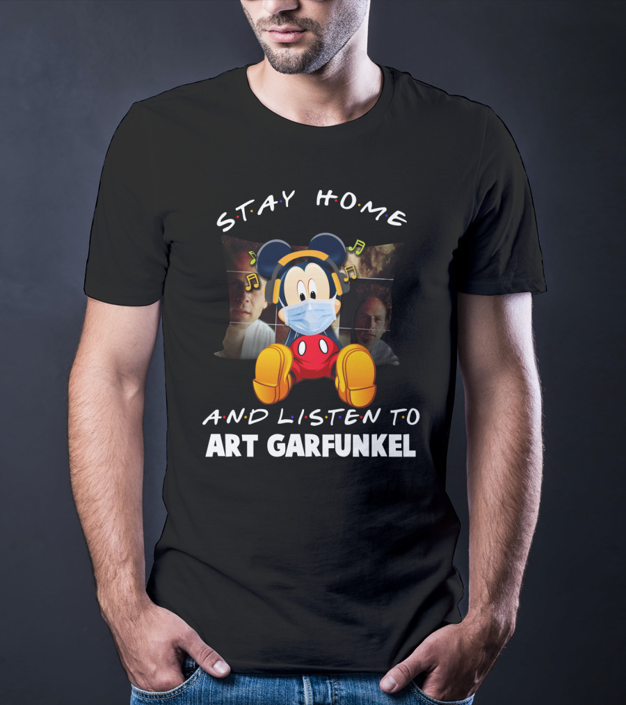 Stay Home And Listen To Art Garfunkel Mickey Mouse Mask Headphones T-Shirt