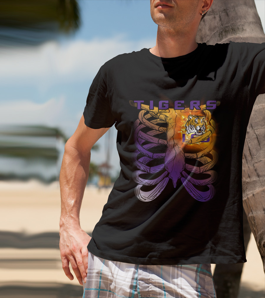 Tigers Ribcage Heart LSU Tigers T-Shirt