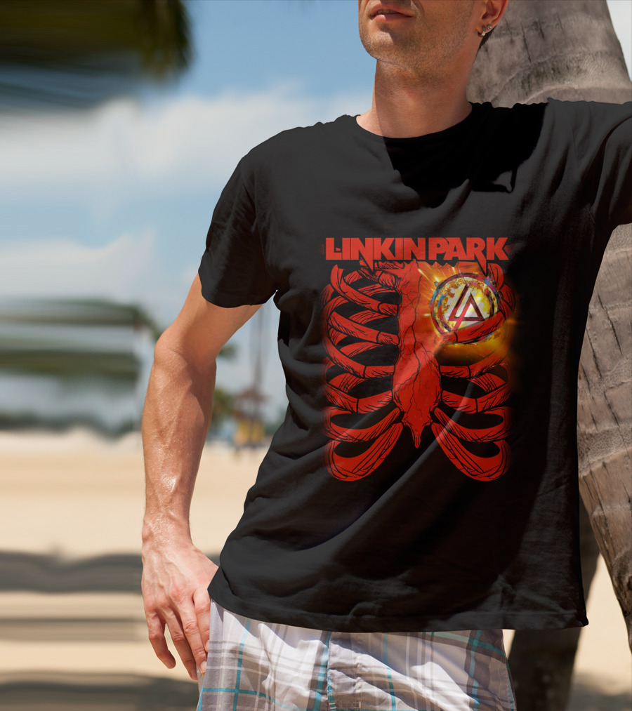 Linkin Park Burning Symbol Ribcage T-Shirt