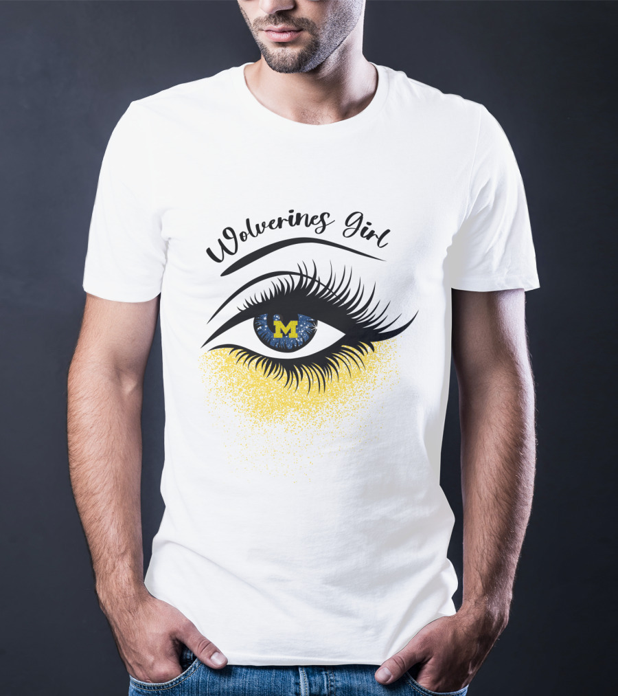 Wolverines Girl Michigan Eye With M Logo And Eyelashes T-Shirt