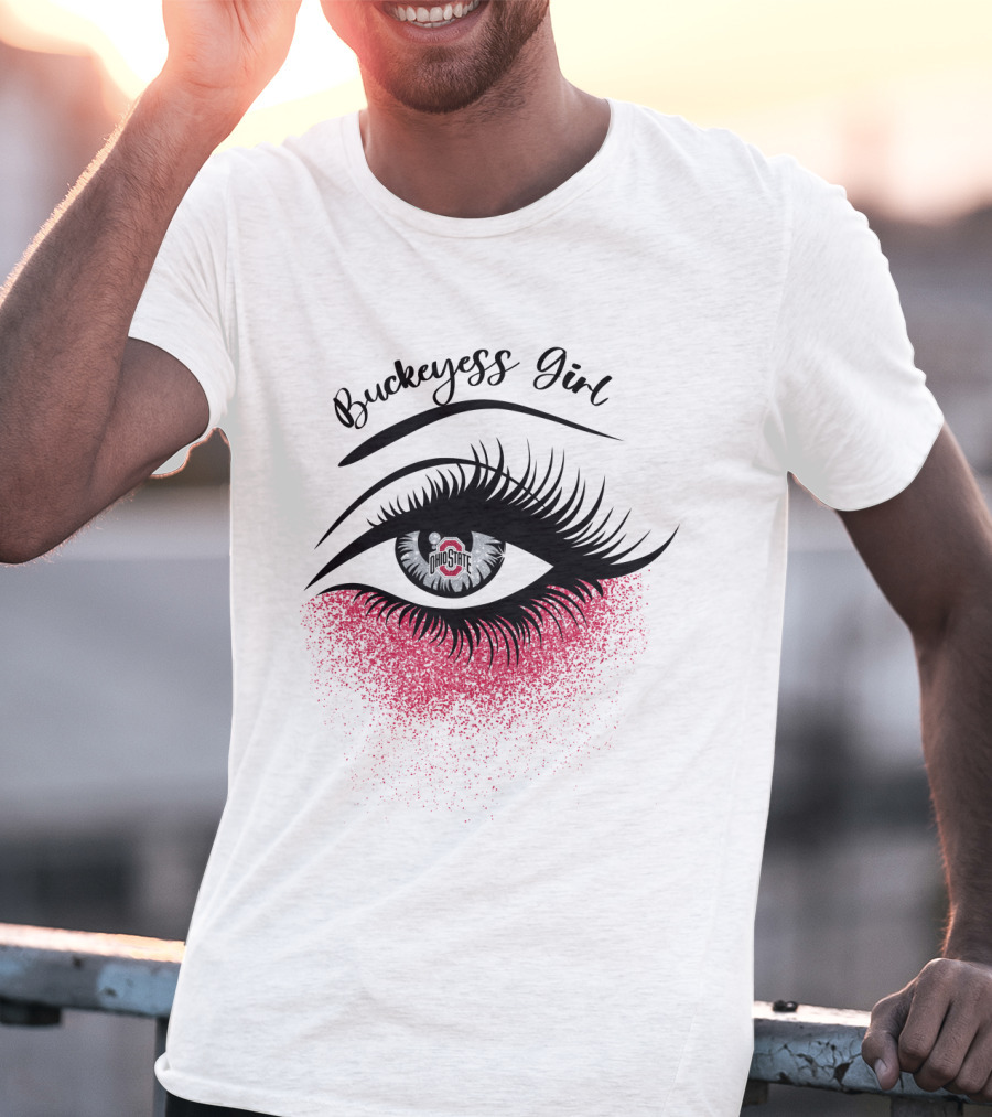 Buckeyess Girl Ohio State Eye Logo And Pink Glitter T-Shirt