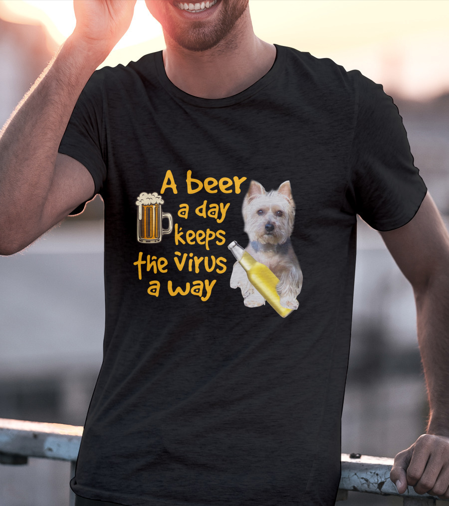 A Beer A Day Keeps The Virus Away Funny Westie And Beer T-Shirt