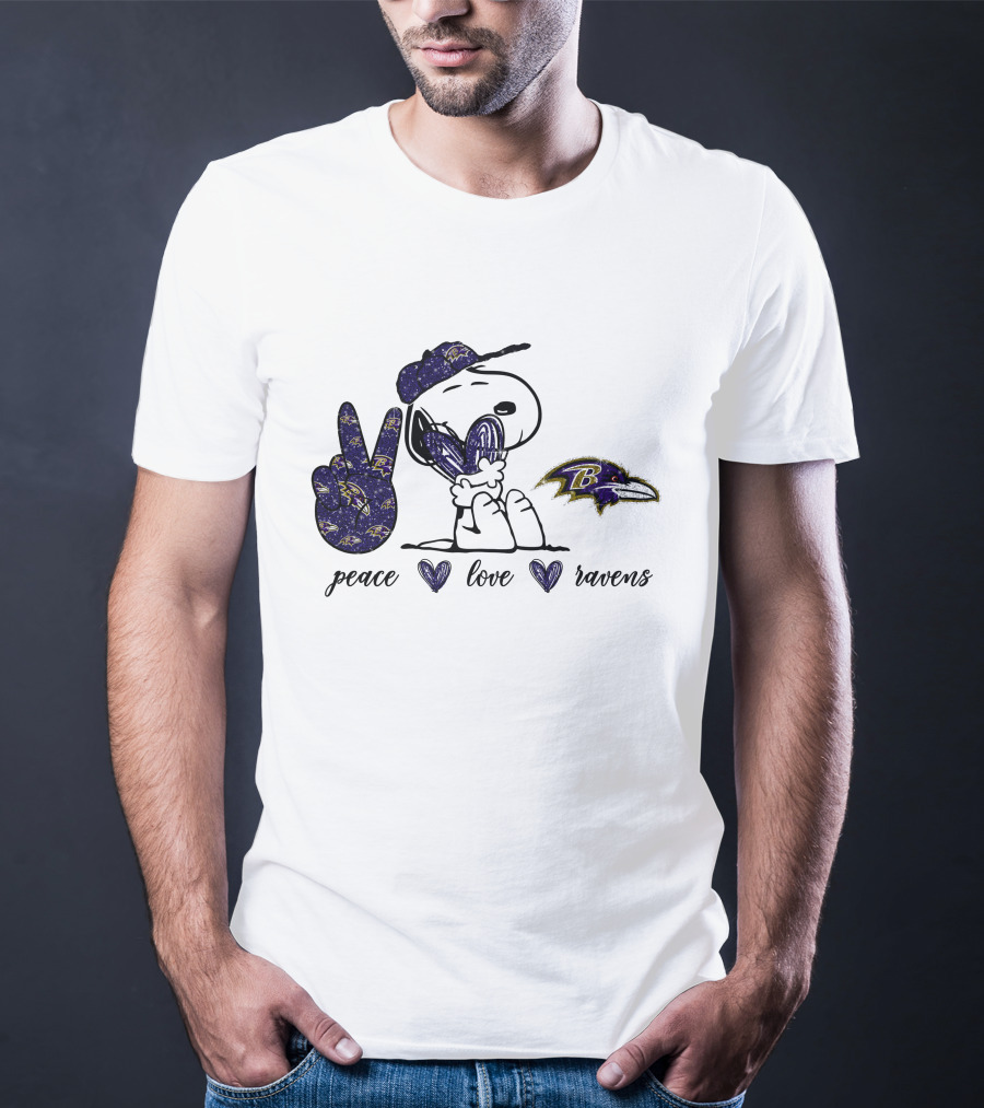 Peace Love Ravens Baltimore Snoopy T-Shirt
