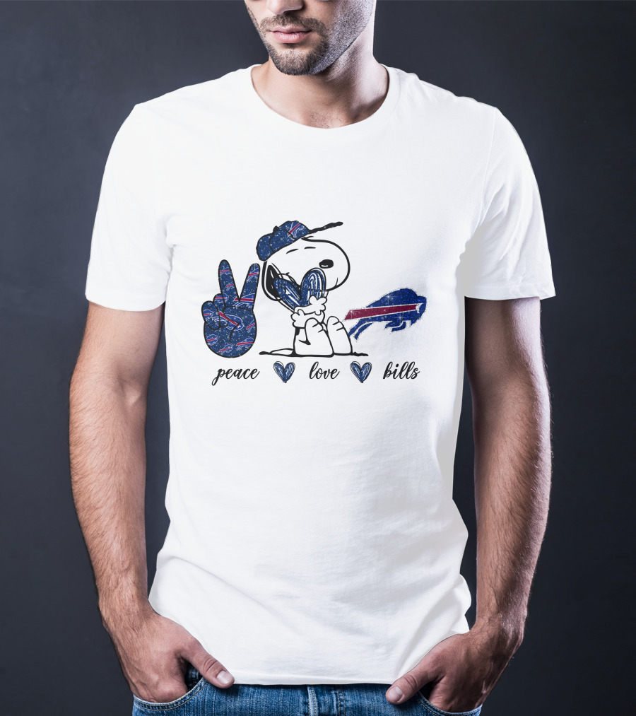 Peace Love Bills Snoopy Buffalo Bills T-Shirt