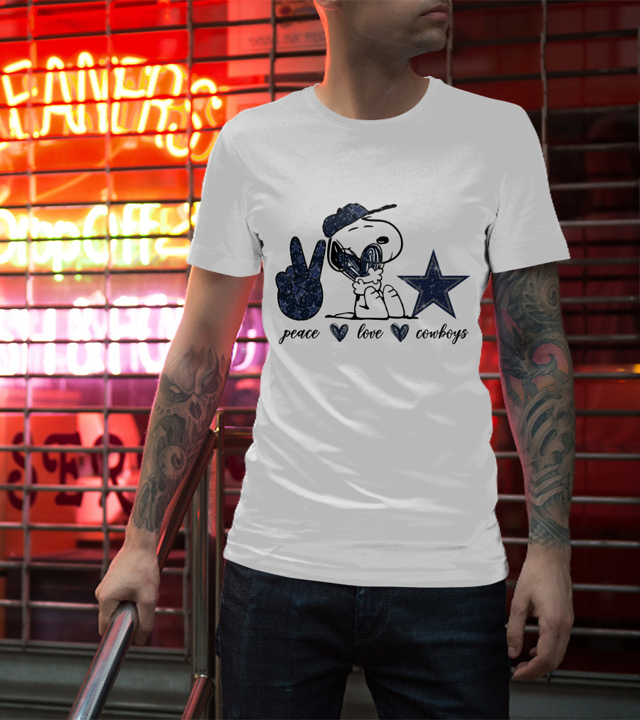 Peace Love Dallas Cowboys Snoopy Star T-Shirt