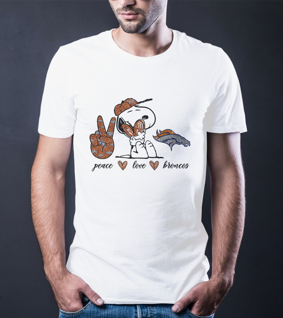 Peace Love Broncos Snoopy NFL Team Spirit T-Shirt