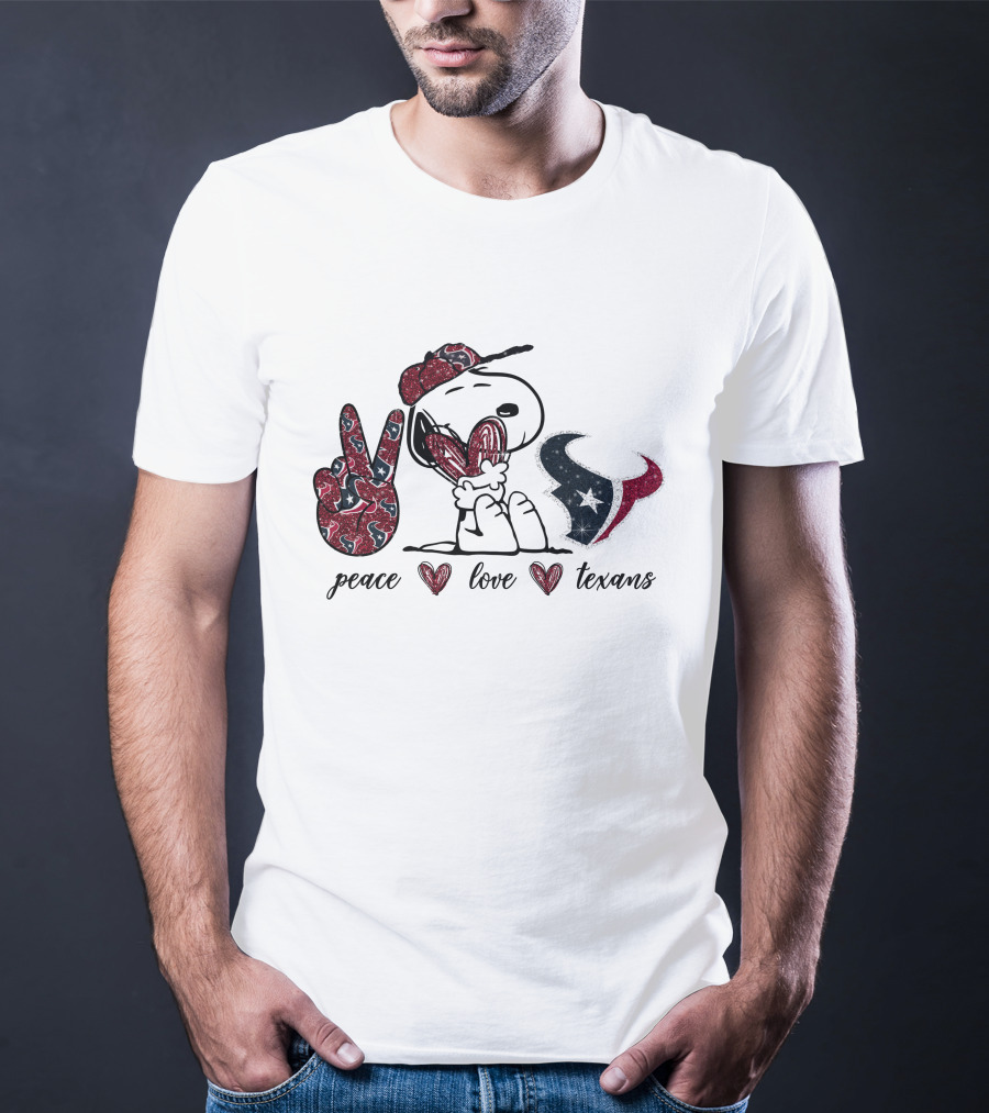 Peace Love Texans Snoopy Football Fan Icons T-Shirt