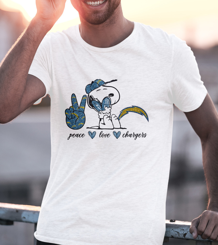 Peace Love Chargers Snoopy Football Fan T-Shirt