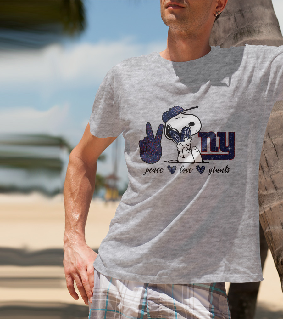 Peace Love NY Giants Snoopy Football Vintage Vibes T-Shirt