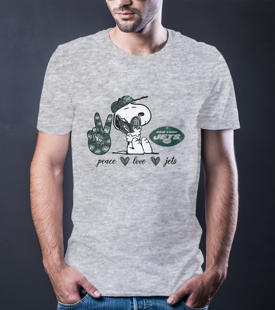Peace Love New York Jets Snoopy Football Fan T-Shirt