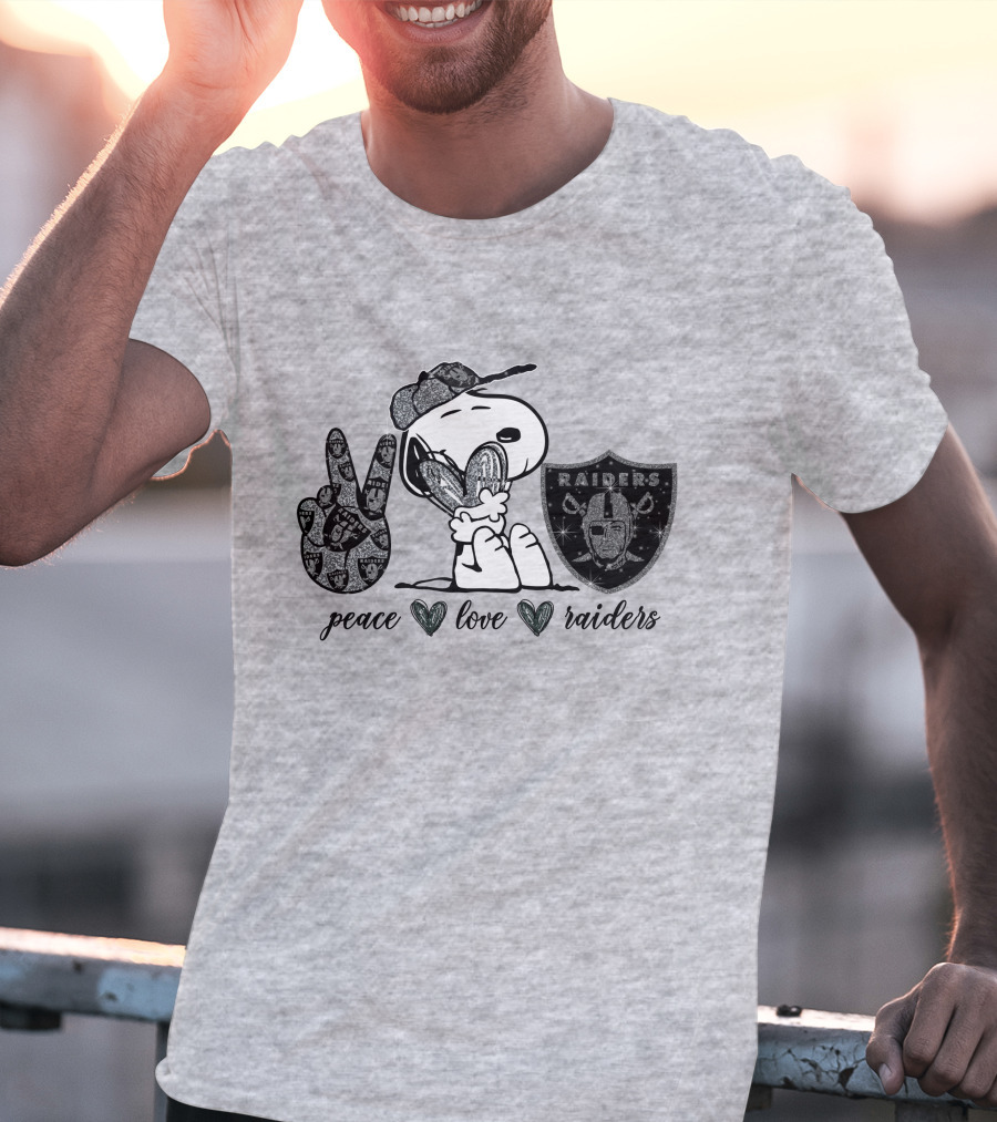Peace Love Raiders Snoopy NFL Team T-Shirt