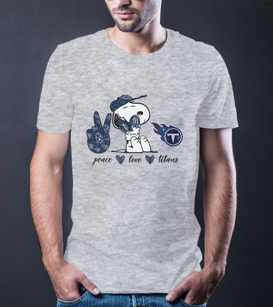 Peace Love Tennessee Titans Snoopy Football T-Shirt