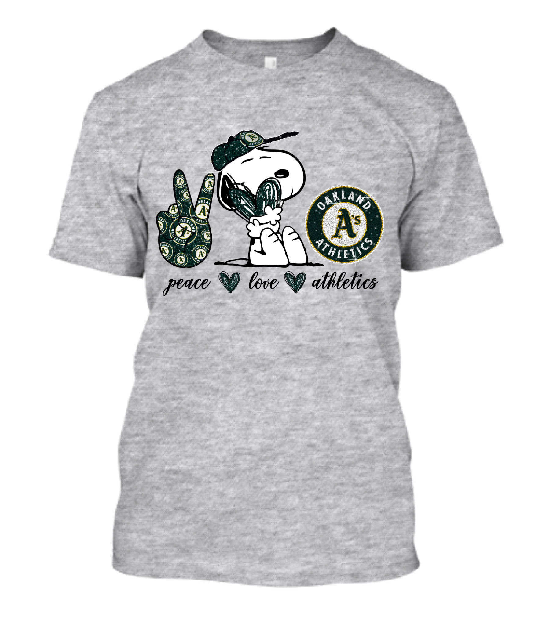 Peace Love Oakland Athletics Snoopy T-Shirt