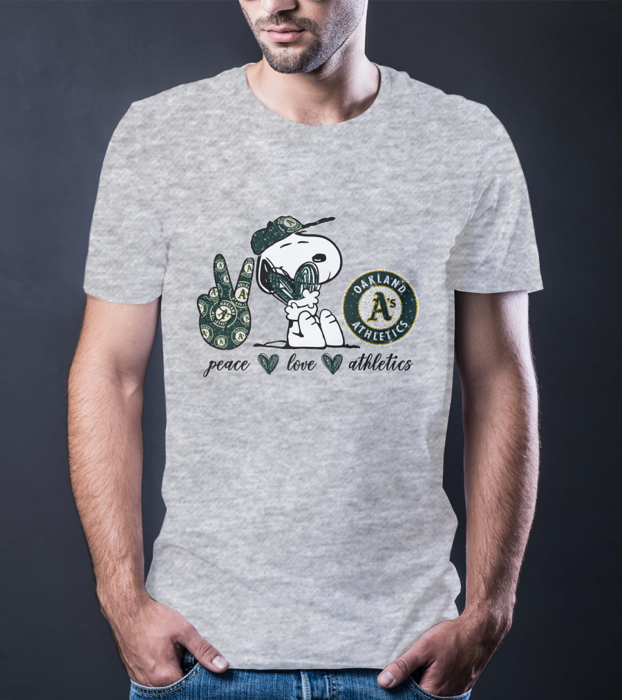 Peace Love Oakland Athletics Snoopy T-Shirt
