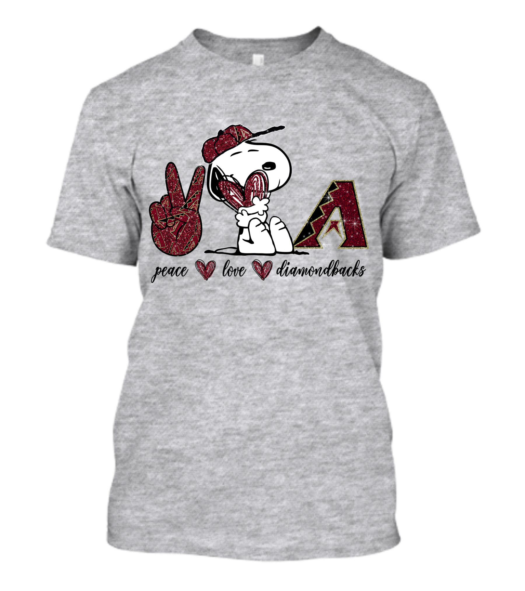Peace Love Diamondbacks Snoopy Baseball Fan T-Shirt