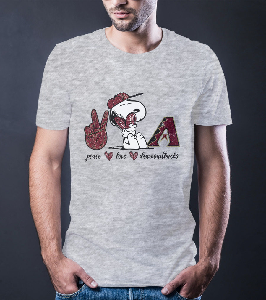 Peace Love Diamondbacks Snoopy Baseball Fan T-Shirt