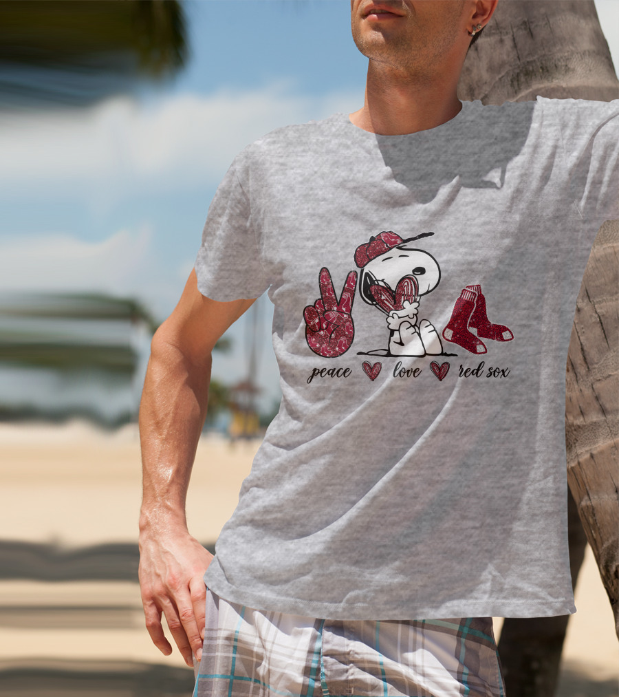 Peace Love Snoopy Boston Red Sox T-Shirt