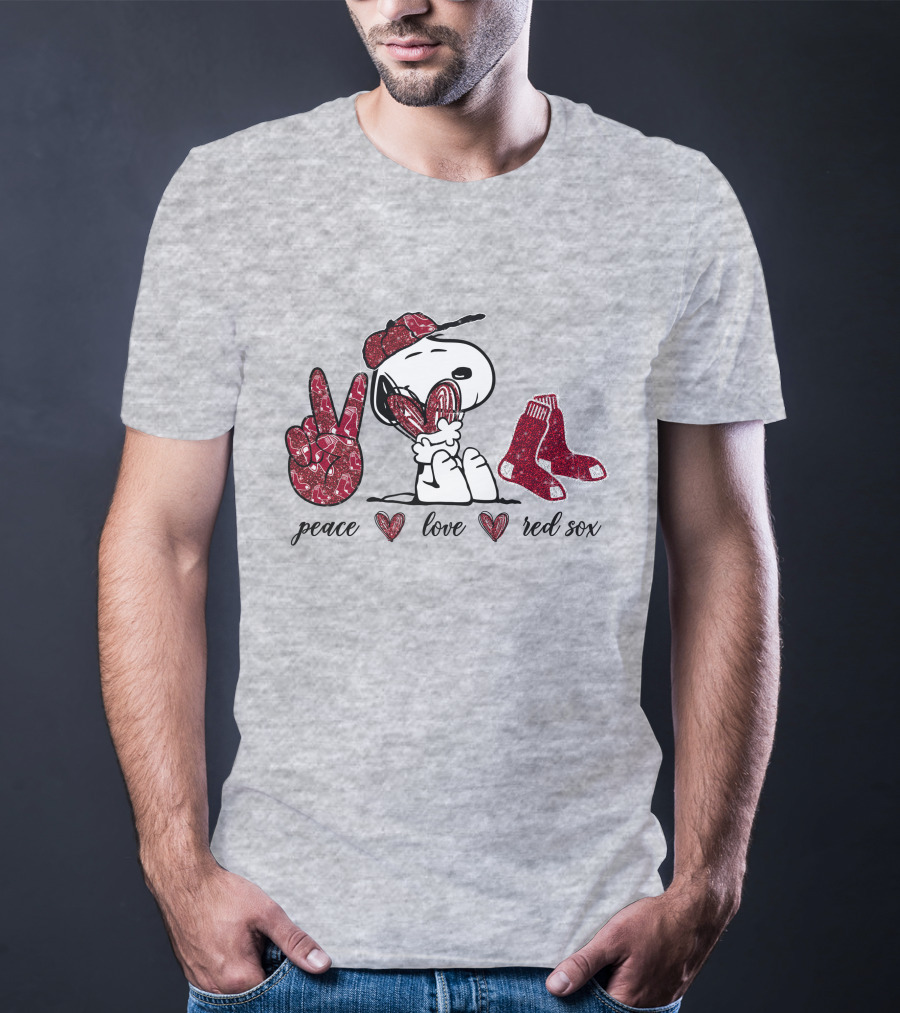 Peace Love Snoopy Boston Red Sox T-Shirt