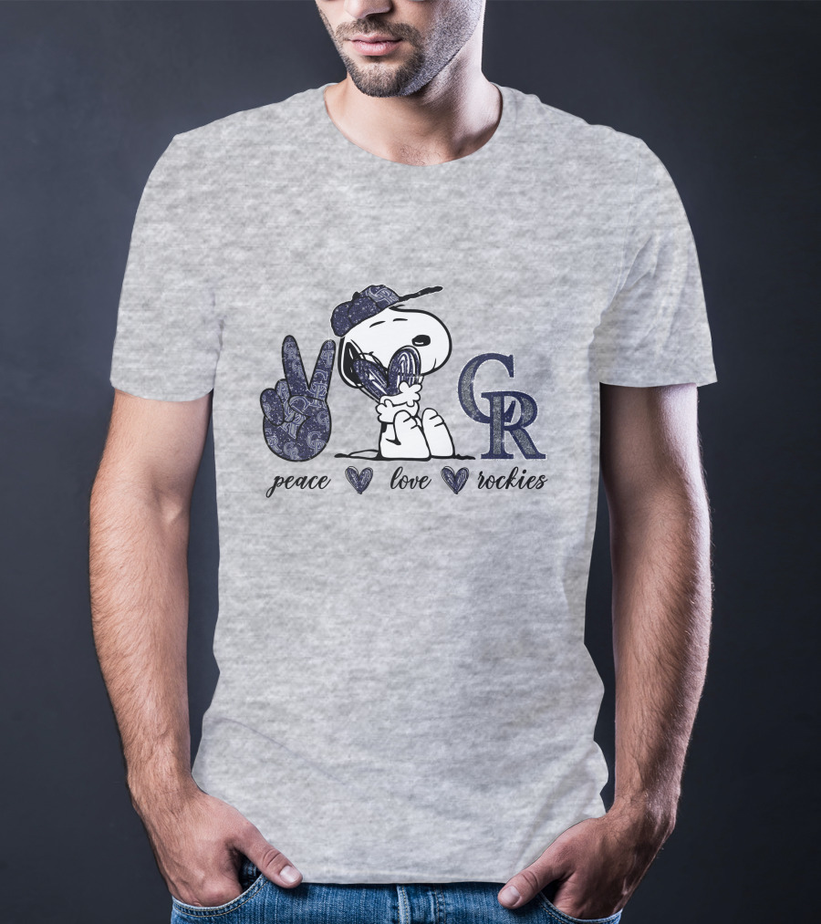 Peace Love Snoopy Colorado Rockies CR T-Shirt