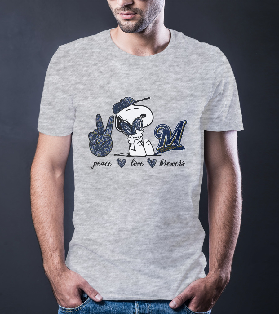 Peace Heart Love Milwaukee Brewers T-Shirt