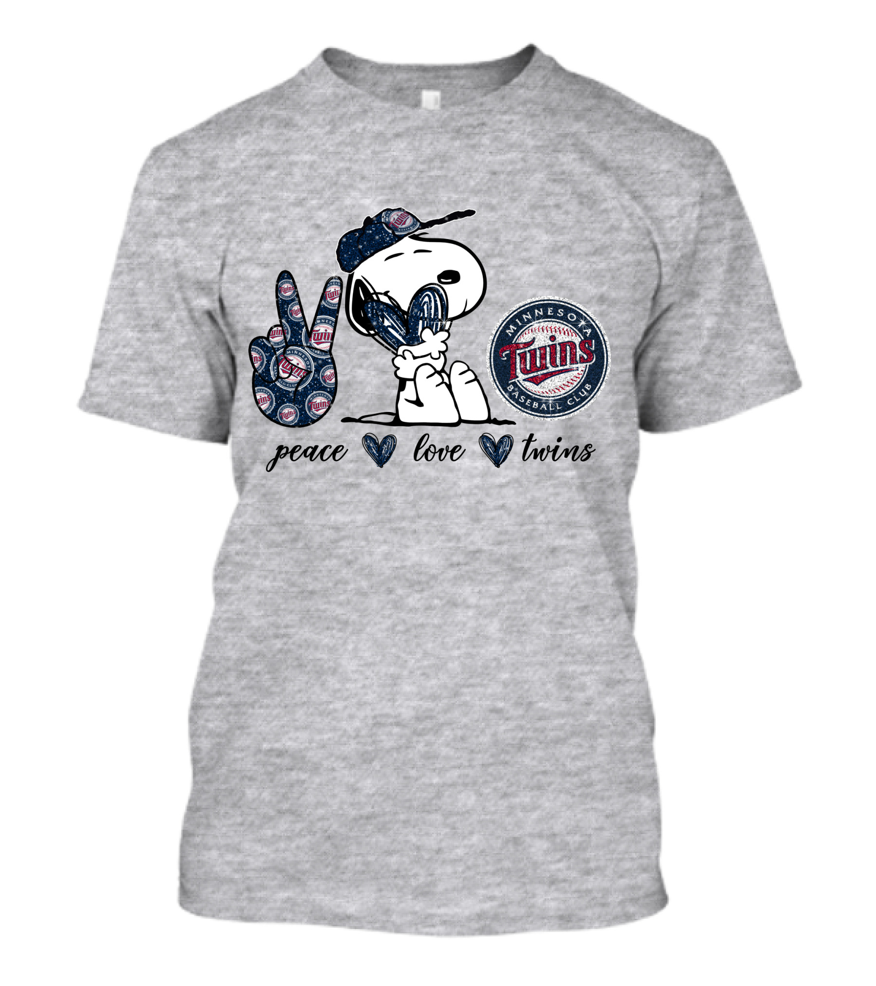 Peace Love Minnesota Twins Snoopy Baseball Club T-Shirt