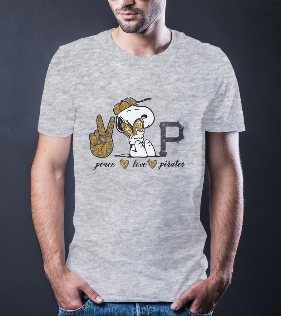 Peace Love Pittsburgh Pirates Snoopy Baseball Fan T-Shirt