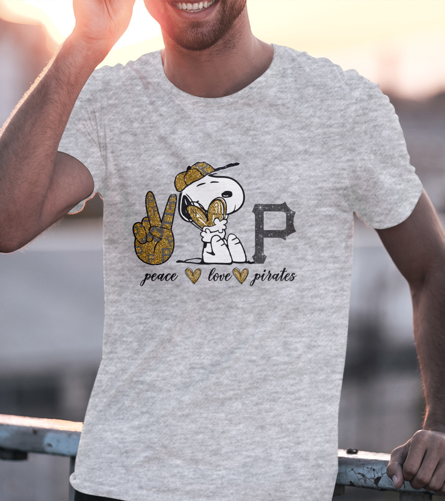 Peace Love Pittsburgh Pirates Snoopy Baseball Fan T-Shirt
