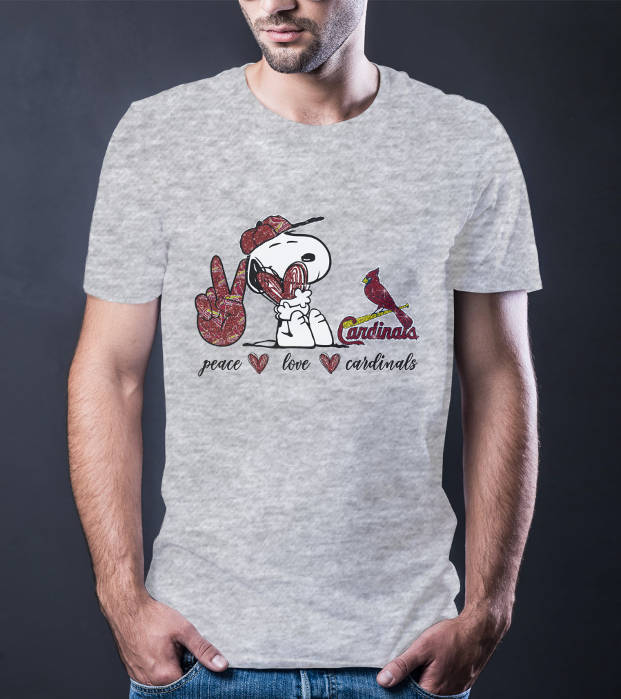 Peace Love Cardinals Snoopy St Louis Baseball T-Shirt