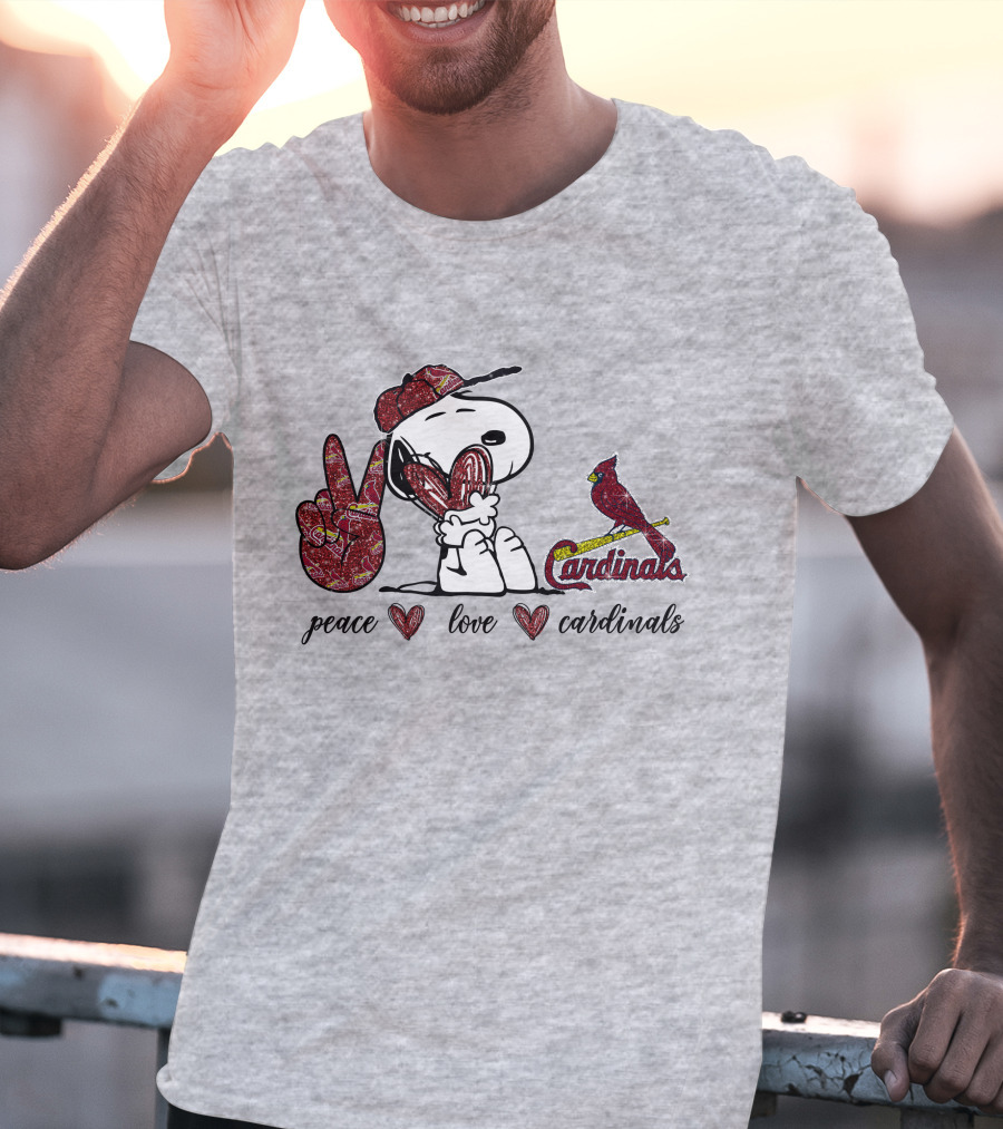 Peace Love Cardinals Snoopy St Louis Baseball T-Shirt