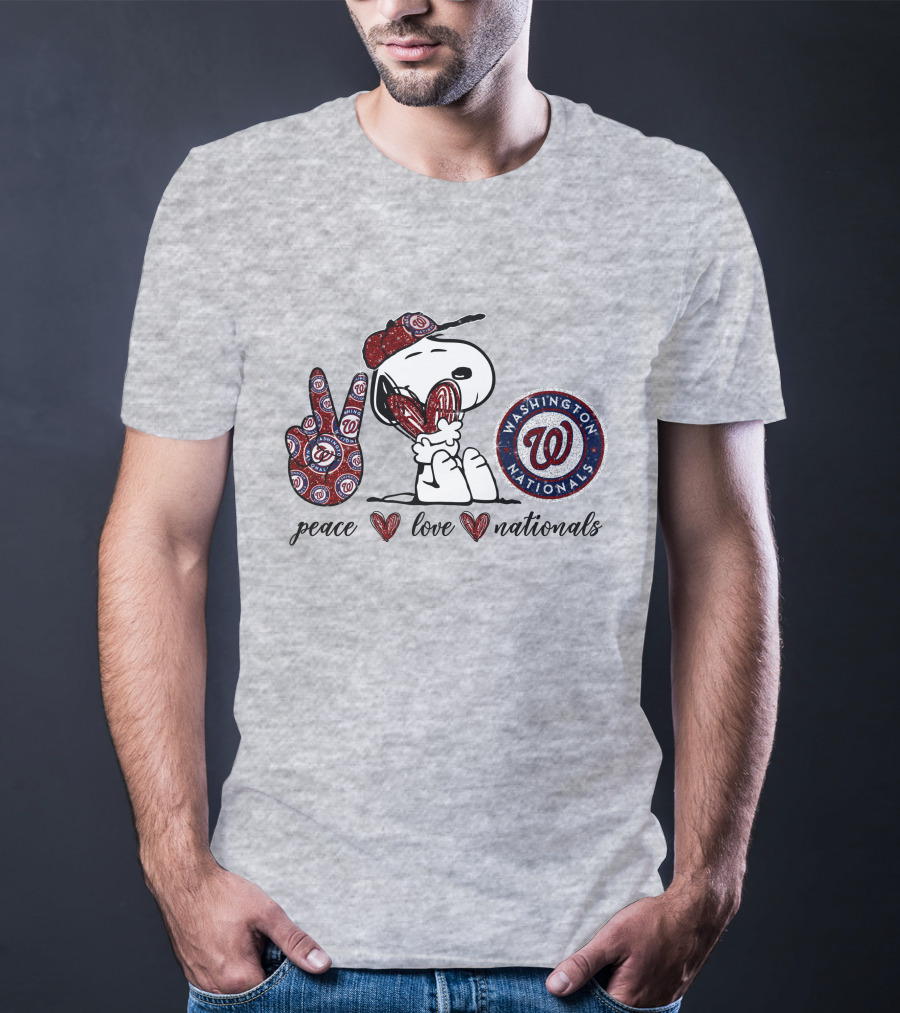 Peace Love Washington Nationals Snoopy MLB Fan T-Shirt