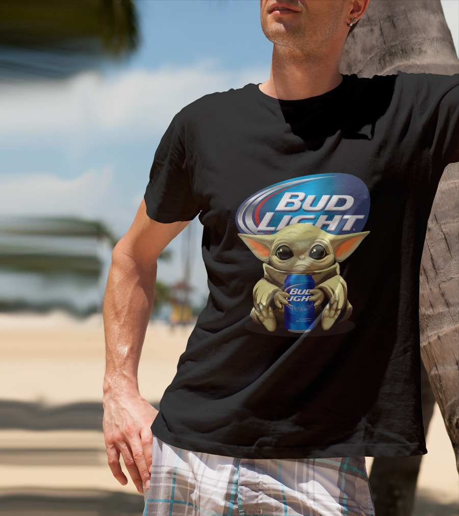 Yoda Baby Holding Bud Light Can With Bud Light T-Shirt
