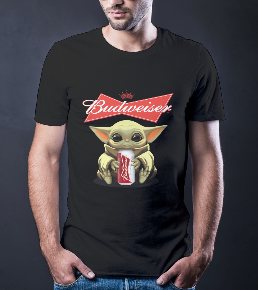 Budweiser Baby Yoda Holding Beer Can T-Shirt