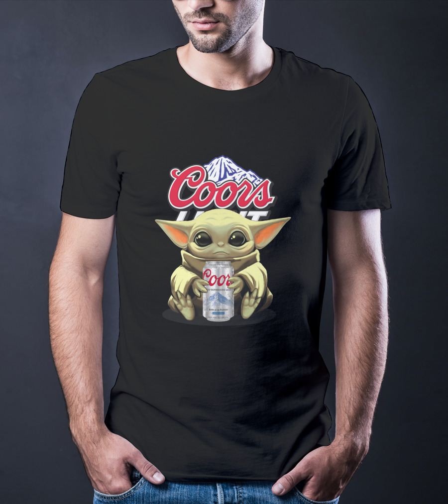 Coors Light Baby Yoda Character Holding Beer Can T-Shirt