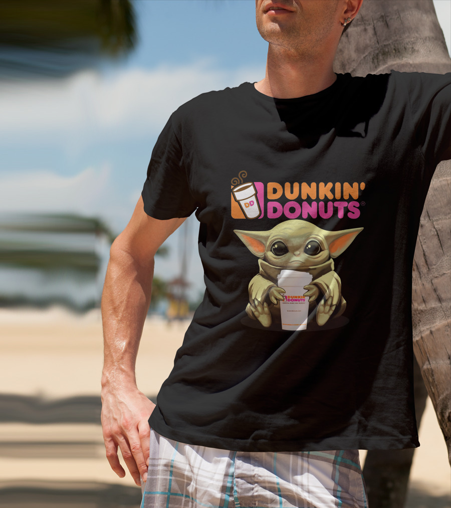 Dunkin Donuts Yoda Holding Coffee Cup T-Shirt