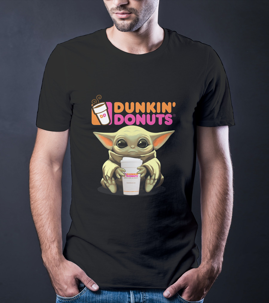 Dunkin Donuts Yoda Holding Coffee Cup T-Shirt