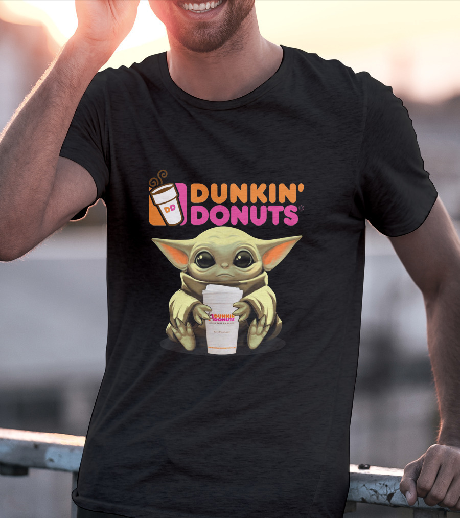Dunkin Donuts Yoda Holding Coffee Cup T-Shirt