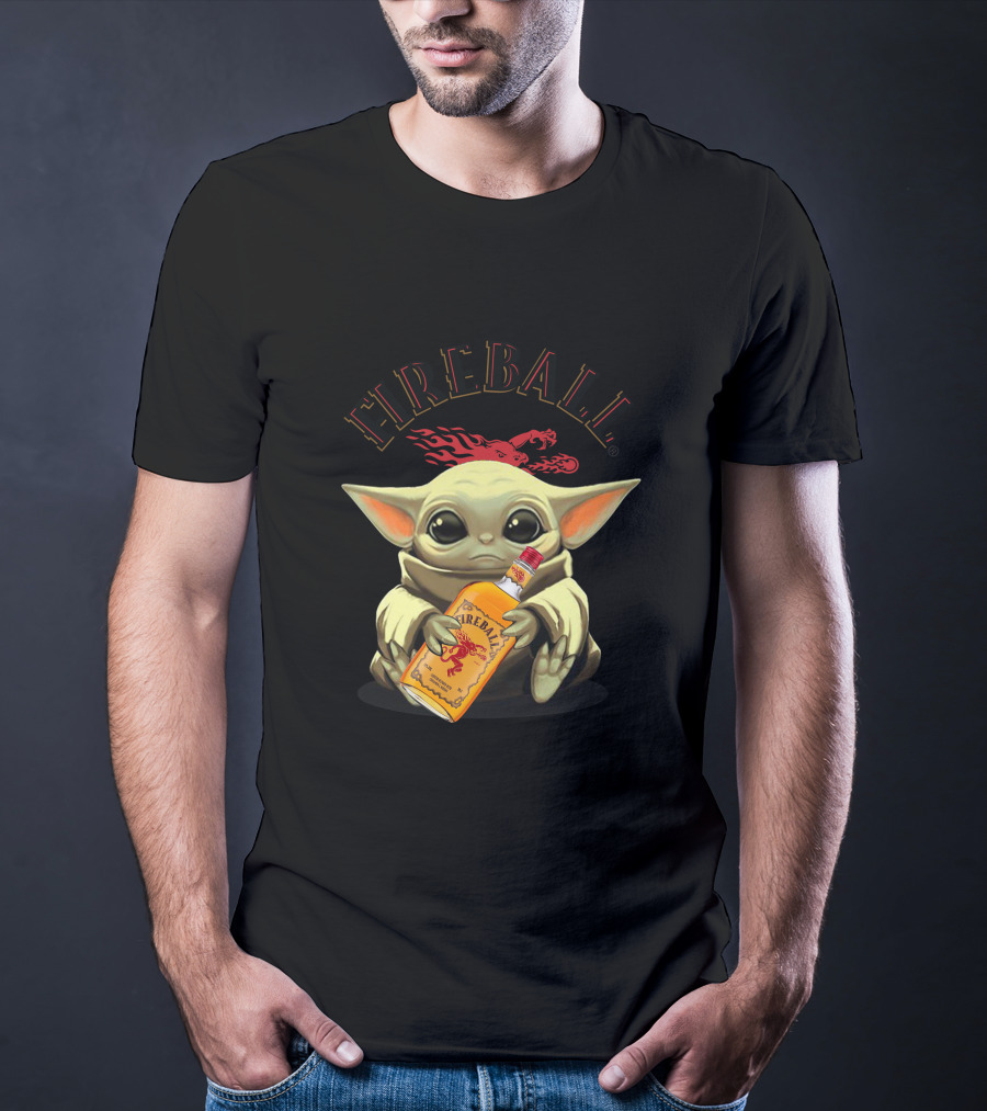 FIREBALL YODA BABY HOLDING FIREBALL WHISKY BOTTLE T-Shirt