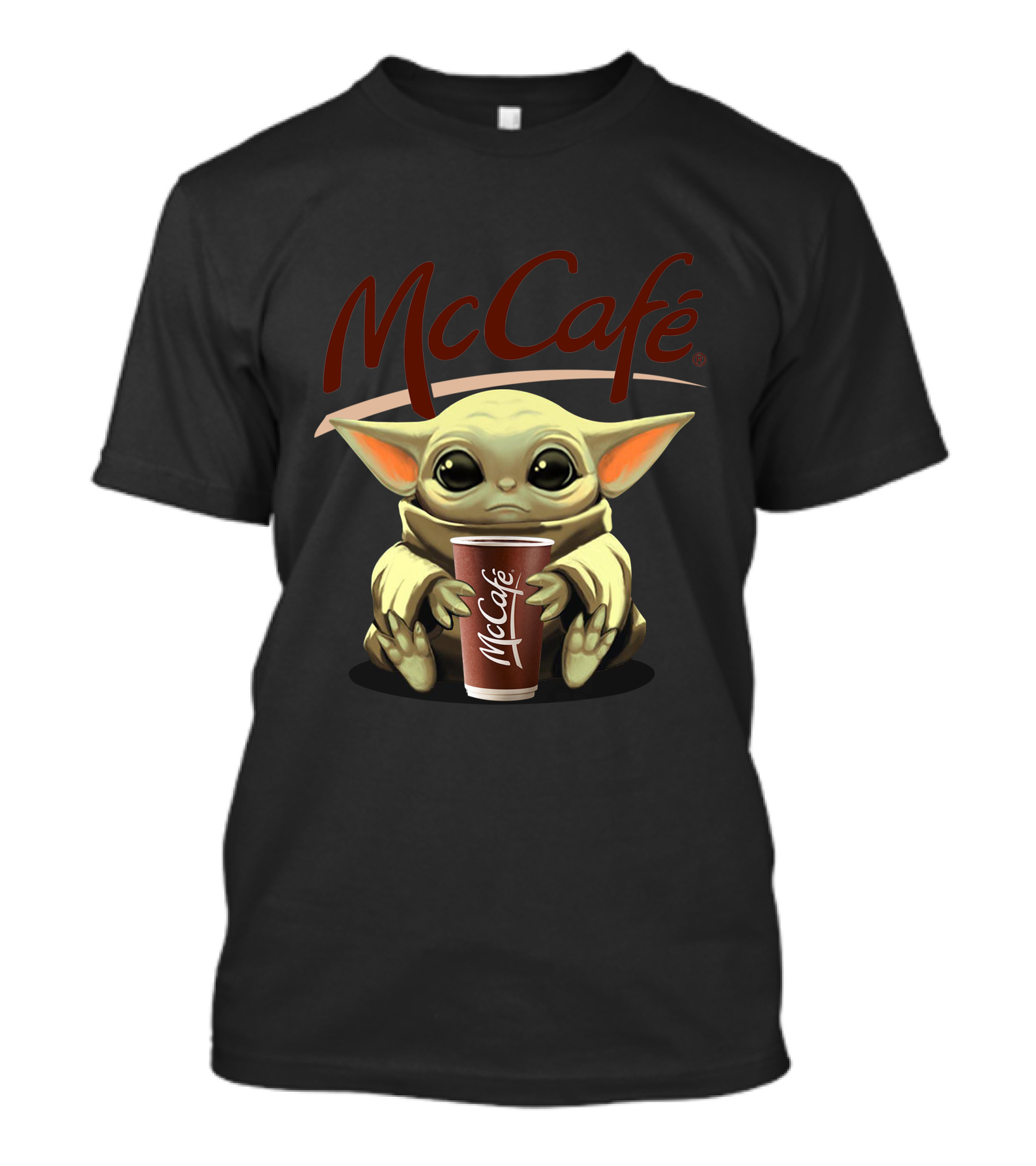 Yoda McCafe McDonald's Baby Yoda Holding Coffee McCafe Cup T-Shirt
