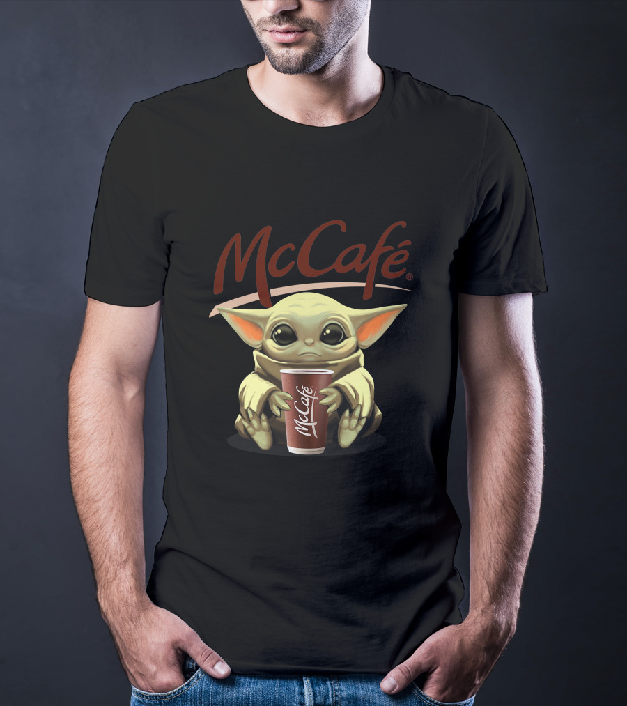 Yoda McCafe McDonald's Baby Yoda Holding Coffee McCafe Cup T-Shirt