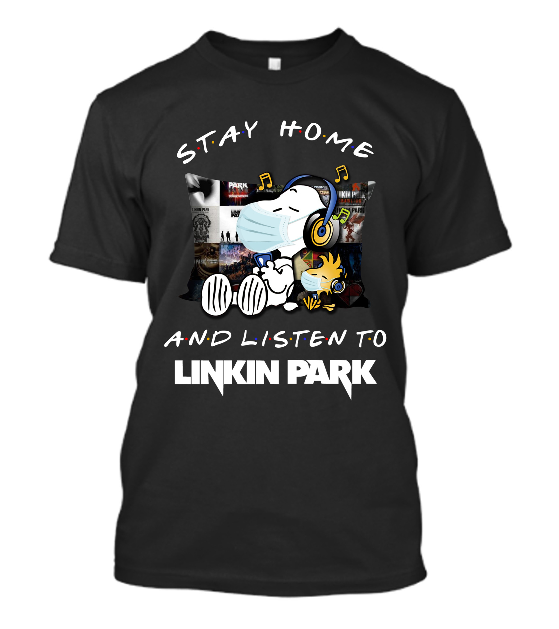 Stay Home And Listen To Linkin Park Snoopy Music Pillow T-Shirt