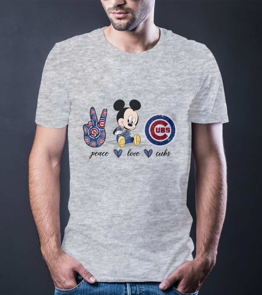 Mickey Mouse Peace Love Cubs T-Shirt