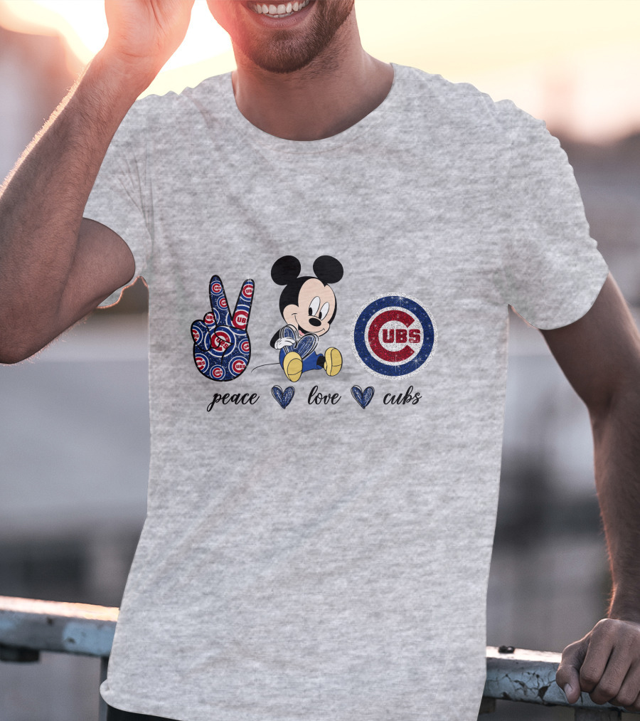 Mickey Mouse Peace Love Cubs T-Shirt