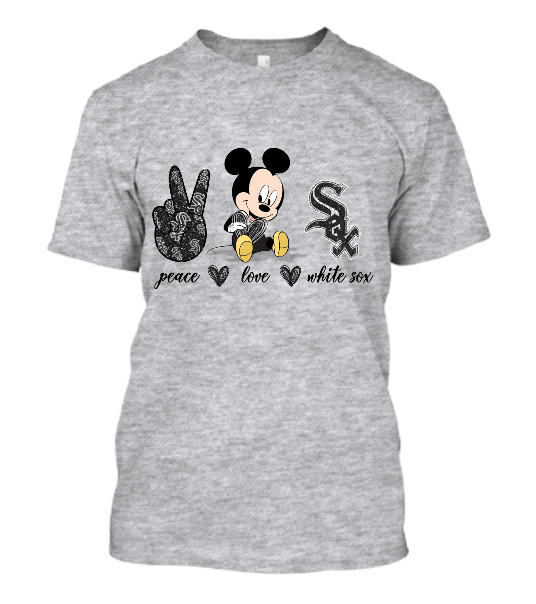 Peace Love Mickey Mouse Chicago White Sox T-Shirt