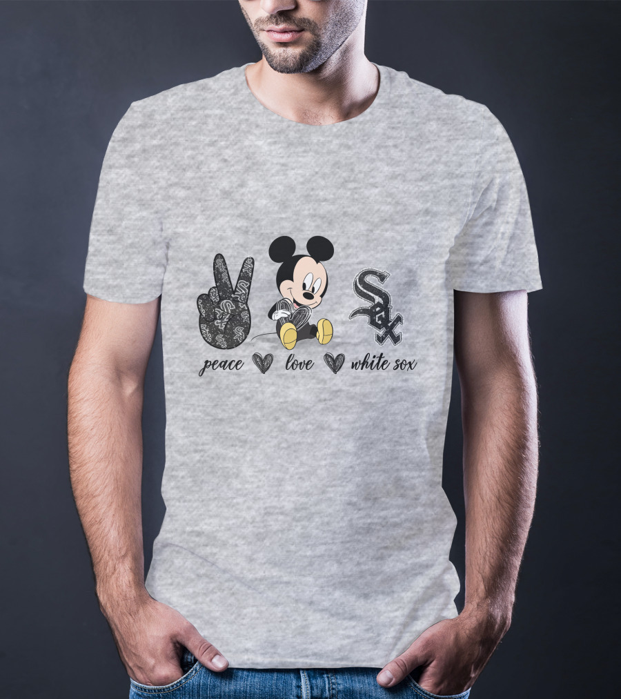 Peace Love Mickey Mouse Chicago White Sox T-Shirt