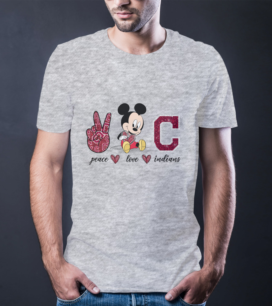 Peace Love Indians Mickey Mouse Cleveland T-Shirt