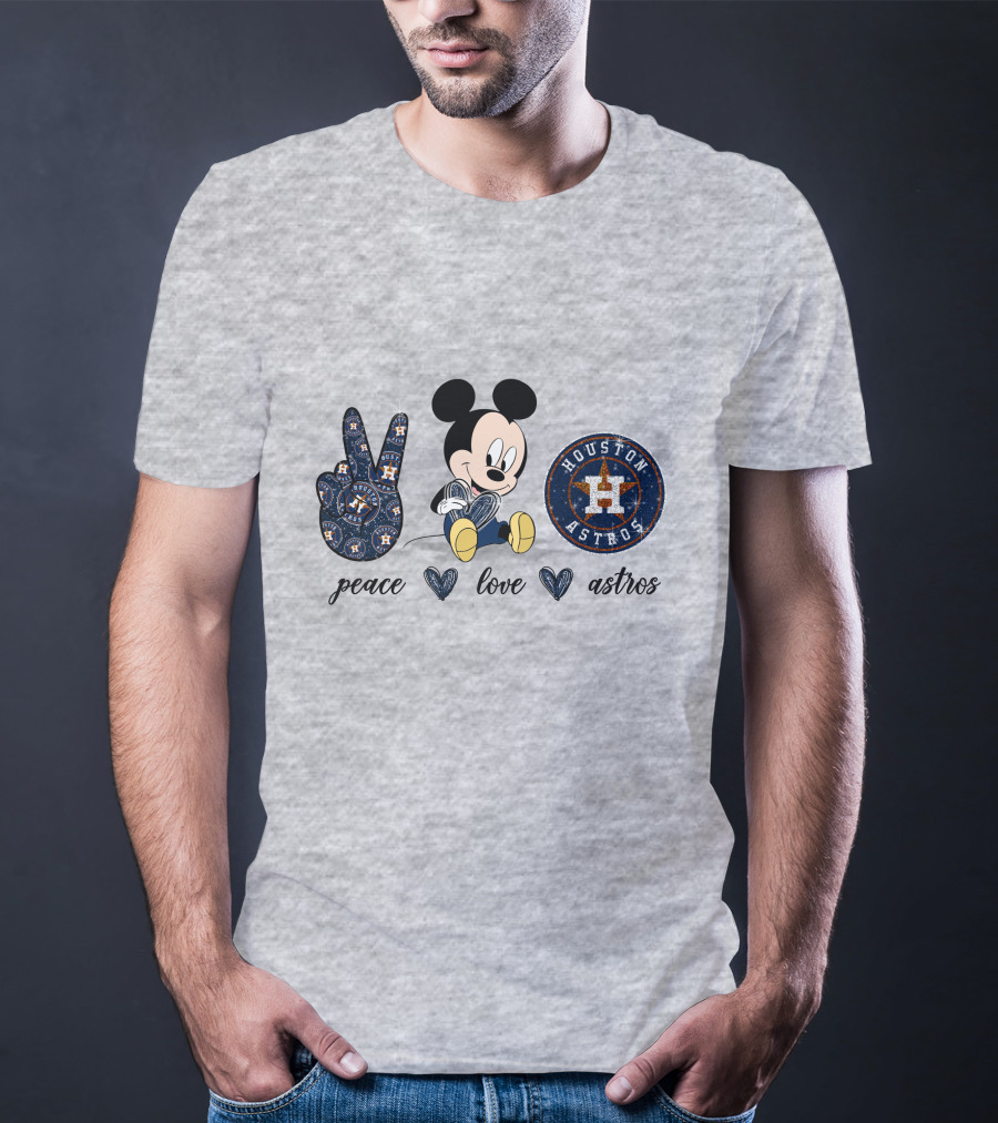 Peace Love Houston Astros Mickey Mouse T-Shirt
