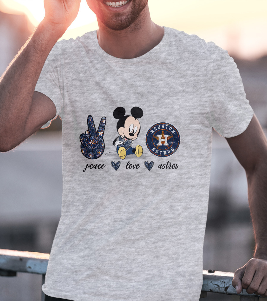 Peace Love Houston Astros Mickey Mouse T-Shirt