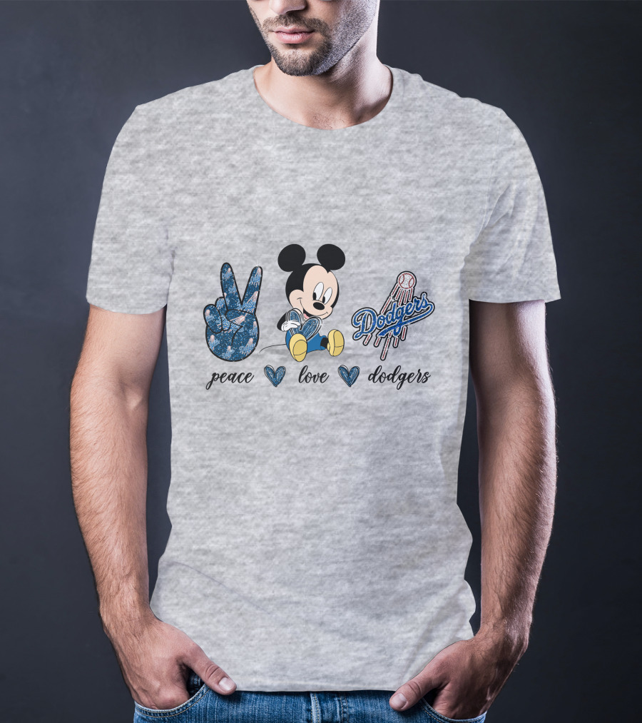Peace Love Dodgers Mickey Mouse T-Shirt