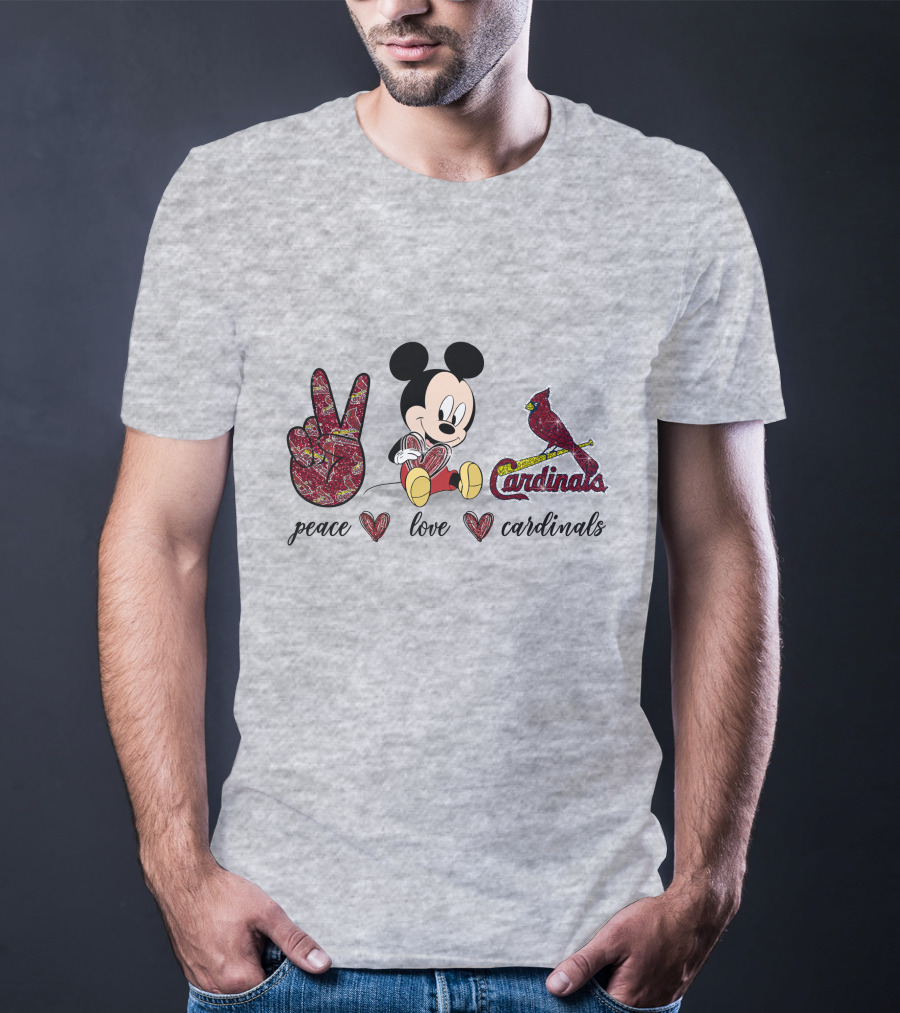 Peace Love Mickey Mouse St Louis Cardinals T-Shirt